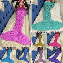 CAMMITEVER 17 Colours Mermaid Blanket Soft Mermaid Tail For Sofa Cover Adult Children Relax Sleeping Nap Colourful Blankets 201128