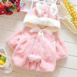 babzapleume 1-3Years/autumn winter baby girls jackets cute hooded princess warm kids fur coat children's outerwear BC1240 201126