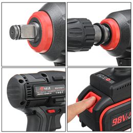 FreeShipping Brushless Electric Wrench Impact Socket Wrench 98V 16800mAh Li Battery Hand Drill Installation Power Tools