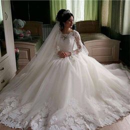 Luxurious Lace Jewel Wedding Gowns Corset Bodice Sheer Ball Crystal Pearls Beads Rhinestones Tulle Bridal Dresses Custo 328 328