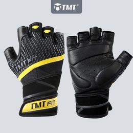 TMT Sheep Leather Gloves Fitness Gym Crossfit Weightlifting Breathable Sports Cycling Training Dumbbell Exercises Motorcycle Men Q0107