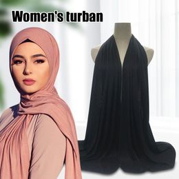 Breathable Plain Bubble Chiffon Hijab Scarf Solid Colour Long Shawls Women Scarf