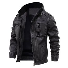 Motorcycle Leather Jacket Men Casual Outwear Fitness Jackets European size Dropshipping C1120