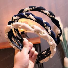 Pearl Hair Band for Girls Glamorous Rhinestone Winding Hairpin for Women Design Headband Cute Hair Accessories Gift