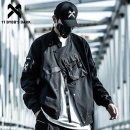 11 BYBB'S DARK Baseball Jackets Coat Men Cargo Bomber Coat Streetwear Multi Pockets Tactical Function Harajuku Windbreaker Men 201218