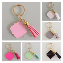 Party Favor Monogrammed Tassels Keychain Favor Alloy Key Rings Car Circle Hanging Buckle T2I53363
