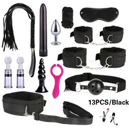 Sex Toys For Woman Adult Games Hand s Whip Mouth Gag Rope Metal Butt Plug Bdsm Bondage Set Bead Anal Plug Vibrator Y190713 MHDK