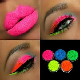 6 Color/Sets Nail glitter Lasting Fluorescent Matte Eyeshadow Neon Pigment Powder Halloween Decoration Eyeshadow Palette Beauty Glazed DHL