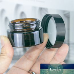 10PC 5ml 10ml 20ml 30ml 50ml Mini Brown Glass Reusable Cosmetic Bottle Black Cap Leakage Proof Cream Lip Gloss Amber Jars
