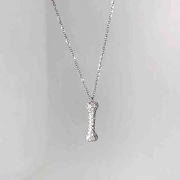 925 Sterling Silver Dog A Bone Necklace for Women Niche Light Zircon Clavicle Chain Party Accessories