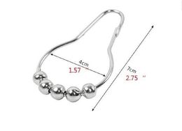 Antirust Calabash with 5 Ball Stainless Steel Chrome Plated Shower Bathroom Living Room Curtain Rings Hook Window Accessories HHE4075