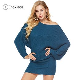 CHAXIAOA Winter Clothes Women Sweaters O-Neck Batwing Sleeve Solid Colour Long Sweater Casual Base Knitted Pullovers Tops LJ201112