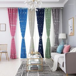 Curtain & Drapes Modern Simple Silver-burning Star With Full Moon Shading Curtains For Living Dining Room Bedroom.1