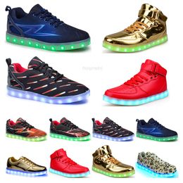 Casual luminous shoes mens womens big size 36-46 eur fashion Breathable comfortable black white green red pink bule orange two 36S8H8
