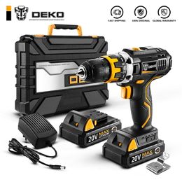 DEKO GCD20DU2Y 20Volt Max Electric Screwdriver Cordless Drill Mini Wireless Power Driver DC Lithium-Ion Battery 1/2-Inch 2-Speed 201225