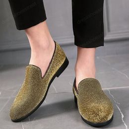 Men Shoes Male Comfortable Fashion Dress Shoes Party Loafers Men Moccasins Slip on Shoes Flat Silver Black Gold