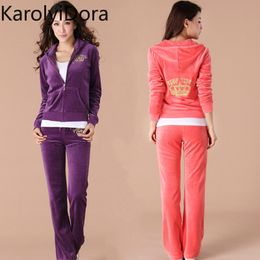 Women's suit winter velvet sports suit Korean gold velvet casual two-piece winter running LJ201117