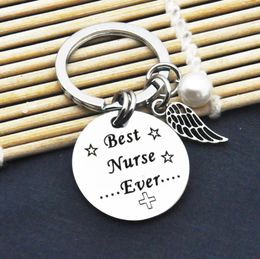 Best Nurse Ever Keychain Doctor Keyring Cute Glass Dome Jewelry Medical Student Creative Gift