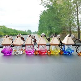Mix Colours Car Perfume Bottle Hanging Air Freshener Packing For Essential Oils Diffuser Fragrance Empty Glass Bottle Car Pendant