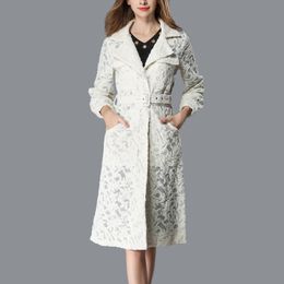 autumn and winter new lace lapel coat long-sleeved jacket European and American fashion temperament windbreaker 201017