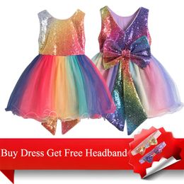 rainbow ball gowns Australia - Girl's Dresses Vintage Rainbow Baby Girl Dress Sequin Gradient Mesh Tutu Children Ball Gown Princess Party Kids For Girls Clothes
