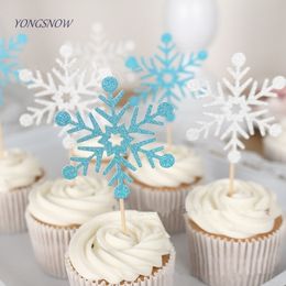 20pcs/lot Cute SnowFlake Cartoon Cupcake Topper Cake Flags For Wedding Birthday Party Baby Shower Decoration Supplies Y200618