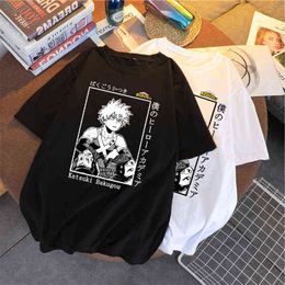 Women's Harajuku T Shirt Fashion Anime My Boku No Hero Academia Katsuki Bakugou O-neck T-shirt Casual Oversized Funny TShirt G220310