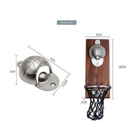 Basketball Shot Bottle Opener With Pocket Wall Mounted Home Decor Can Wine Beer Opener Magnet Kitchen Gadget Bar Party Supplies 201201