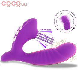 G Spot Dildo Vibrator Clit Sucker with 10 Powerful Modes Oral Sucking Adult Sex Toys for Women Clitoris Stimulator Couples Fun 220303