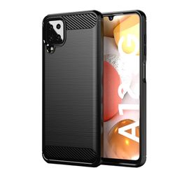 Carbon Fiber Texture Shockproof Cover Protective Slim Fit Soft TPU Silicone Case for Samsung Galaxy A12 5G
