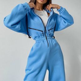 Kadın Tulumları Athleisure Kadın Hoodie Tulum Tek Parça Set Tulum Eşofman Bayan Spor Giyim