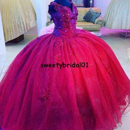 vestidos de quinceañera Sweetheart Red Quinceanera Dress Sequined Lace Princess Girl Sweet 16 Ball Gown Prom Dress