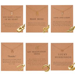 Fashion Gold Sier Plated Color Short Necklace English Letter Wind Muscial Pendant Choker for Women