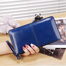 New Women Wallets Long Candy Oil Leather Wallet Day Clutch New Fashion Womens Purse Female Purse Clutch Card Holder2249
