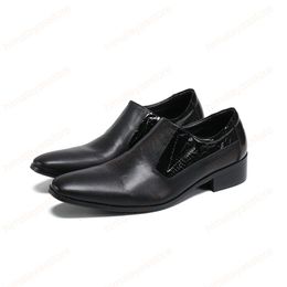 Black Men Real Leather Shoes Male Wedding Dress Shoes Square Toe Formal Business Shoes Big Size Office Footwear