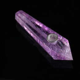 Hexagonal Prism Natural Purple Crystal Crafts with Filter and Brush