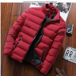 Brand Men Padded Winter Jacket Coat Mens Warm Jackets Male Solid Color Stand Collar Zipper Thick Coats Down hoodies 201118