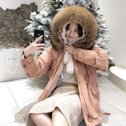 Women's version of the new super large fur collar thick, loose and narrow waist style 201214