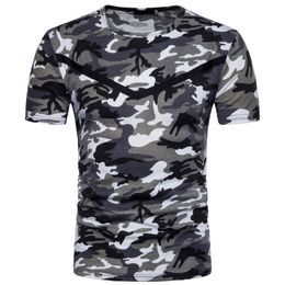 2020 Summer Camouflage Short Sleeve T-Shirt New Round Neck Casual bottoming Shirt Grey Army Green tshirt homme