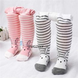 Footies Baby Tights Girls Pantyhose Autumn Born 0-36 Months Warm Soft Cotton Cartoon Stripes Cute Stockings