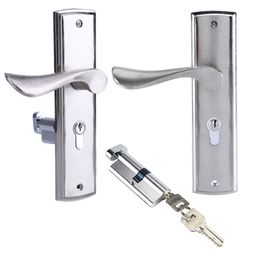 1 Set Durable Door Handle Lock Cylinder Front Back Lever Latch Home Security W/ Keys Dual Latch Room Door Panel Security Locks 201013