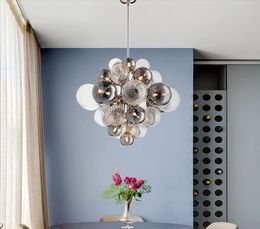 Nordic Postmodern Luxury Creative Chandelier LED Iron Glass Ball Chandelier Lighting Living Room Bedroom Dining G9 Hanging Lamp