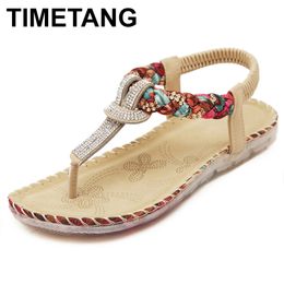 Timetang bohemia sapatos casuais sexy praia verão meninas flip flops glipiator moda bonito mulheres planos sandálias q1217