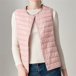 Winter Vest Female Women's Plus Size 4XL Sleeveless Jacket Warm Waistcoat Autumn Lightweight White Duck Down Vests Women 201214