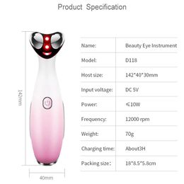 puffy pens UK - Electric Eye Massager Roller Hot Compress Vibration Eyes Massage Pen Anti Wrinkle Relief Dark Circle Puffiness Eye Care Raben