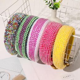 Full Pearl Headband Sponge Padded Head Hoops Women Luxury Shiny Headbands Sparkly Headwear Girls Hair Accessories 11 Designs YG769