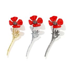 Festive & Party Supplies Breastpin New Style Vintage Red Enamel Metal Poppy Flower Brooch Lapel Pins Remembrance Day Gift 3 Colors