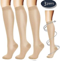 Palicy (3 Pairs) Compression Knee High Socks 20-30mm Hg Graduated Mens Womens S M L XL Foot Leg Support Stocking Sport Stockings 201109