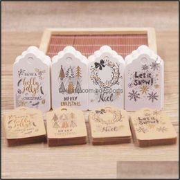 Greeting Cards Event & Party Supplies Festive Home Garden 50Pcs 5*3Cm /2X4Cm Merry Christmas Tags Kraft Paper Card Gift Label Tag Diy Hang W