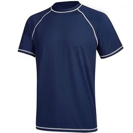 Polyester Men's UPF 50+ Rashguard Swim Tee Short Sleeve Running Swimwear Hiking Workout Shirts 8Color1